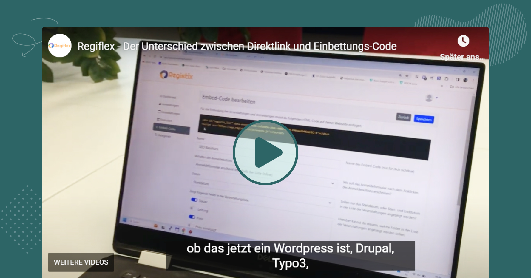 Anmeldeformular: Unterschied zwischen Website-Einbettung und Direktlink